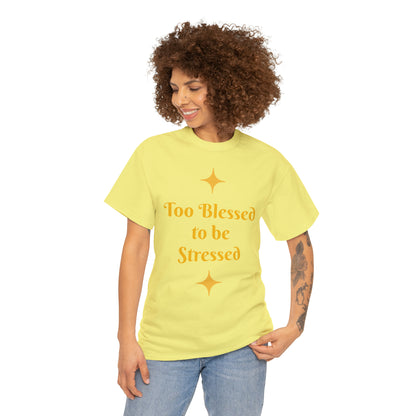 Front: Too Blessed to be Stressed - Back: Follow me while I follow Jesus T-shirt