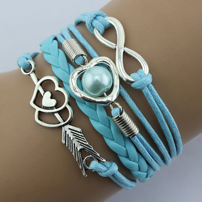 Fashion Retro Cupid's Arrow Love Pearl Multilayer Bracelet