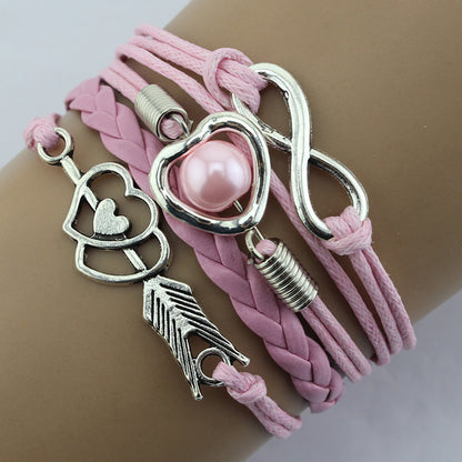 Fashion Retro Cupid's Arrow Love Pearl Multilayer Bracelet