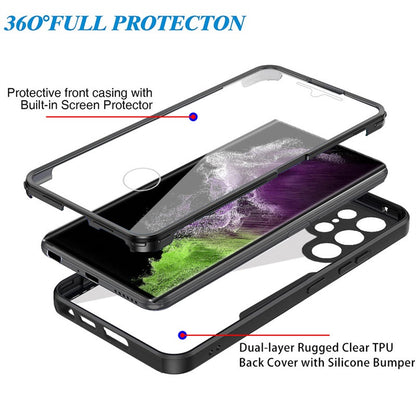 Full Body 360 Protector Cover Front + Back Phone Case For Samsung Galaxy A54 A14 4G 5G A34 5G Clear Acrylic Back Case