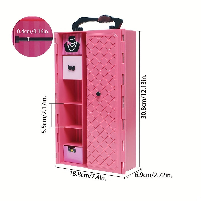 1pc Fashion Dollhouse Doll Furniture, Doll Wardrobe, Plastic Portable Closet