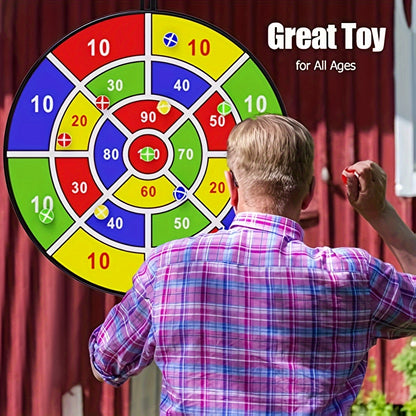 Dart Board Set  - 12 Sticky Balls - Indoor/Outdoor Fun Party Game - Perfect Birthday Gift