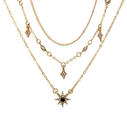 Multi-layer star pendant necklace handmade alloy necklace