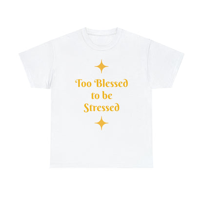 Front: Too Blessed to be Stressed - Back: Follow me while I follow Jesus T-shirt