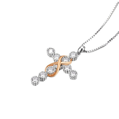 Women's Faith Cross 8 Diamond Pendant Necklace