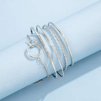 Leaf circle 5 piece set bracelet