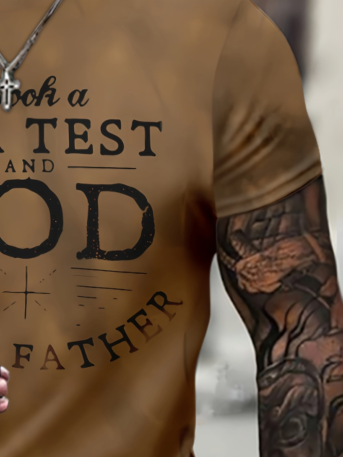 DNA TEST GOD Letter Print Men's Casual Short Sleeve Crew Neck T-shirt