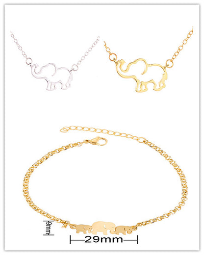 Elephant pendant necklace lucky hollow like clavicle chain