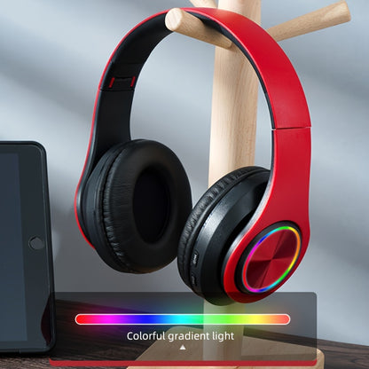 Light Emitting Wireless Headphones, Colorful LED Lights, Comfort Over Ear Foldable Headset with Built-in Microphone, FM, SD Card Slot, Wired for School/Tablet Computer/PC/TV/Cellphones/Travel