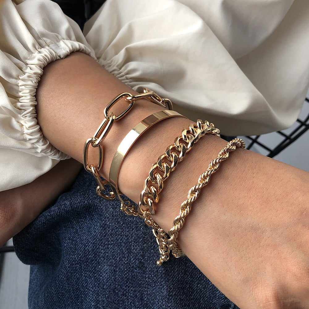 Thick chain alloy bracelet