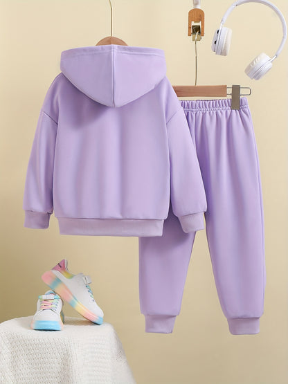 2pcs Cute BIRTHDAY PRINCESS Graphic Hoodie Trousers Set, Toddler Casual Outfit Clothes