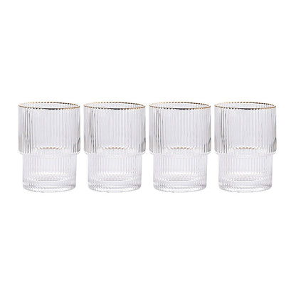 Stackable Gold Rim Ripple Drinking Glass