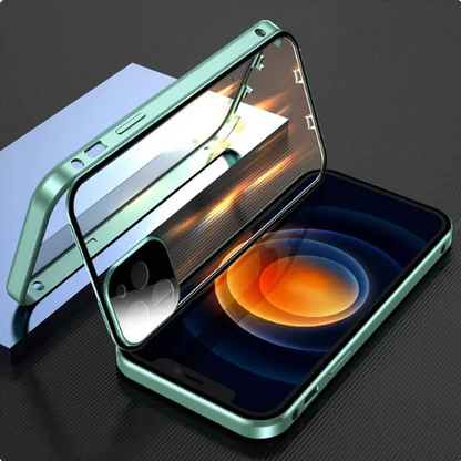 Double Sided Glass Snap Lock Case For iPhones