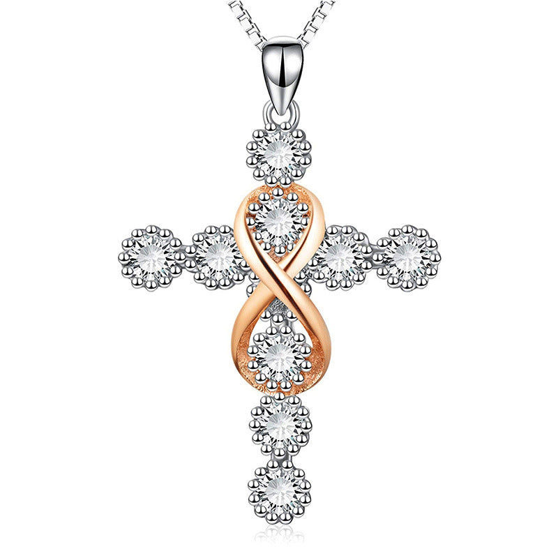 Women's Faith Cross 8 Diamond Pendant Necklace