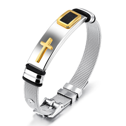 Steel mesh bracelet bracelet Bracelet gold cross titanium steel men's personality bracelet