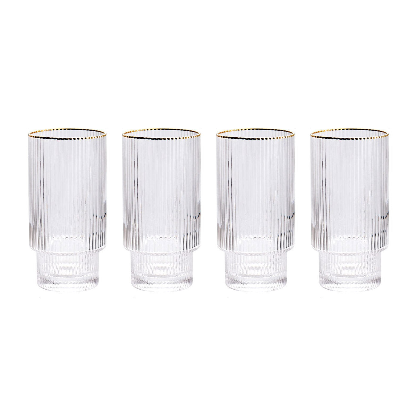 Stackable Gold Rim Ripple Drinking Glass