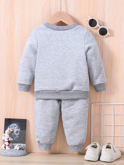 Baby Cute DADDY'S LITTLE PRINCESS, Letter Print Casual Outfit, Long Sleeve Sweatshirt Trousers Set