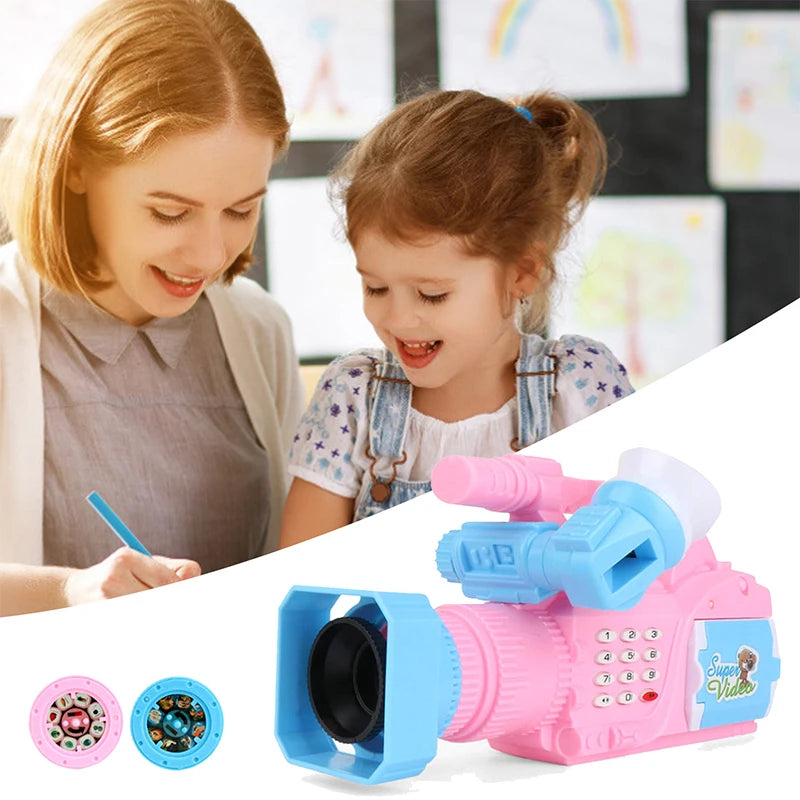 Kids Projection Camera Projection Simulation Light Music Video Recorder With Projection Flashlight Birthday Gifts For Children