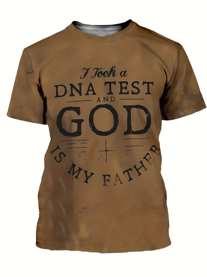 DNA TEST GOD Letter Print Men's Casual Short Sleeve Crew Neck T-shirt