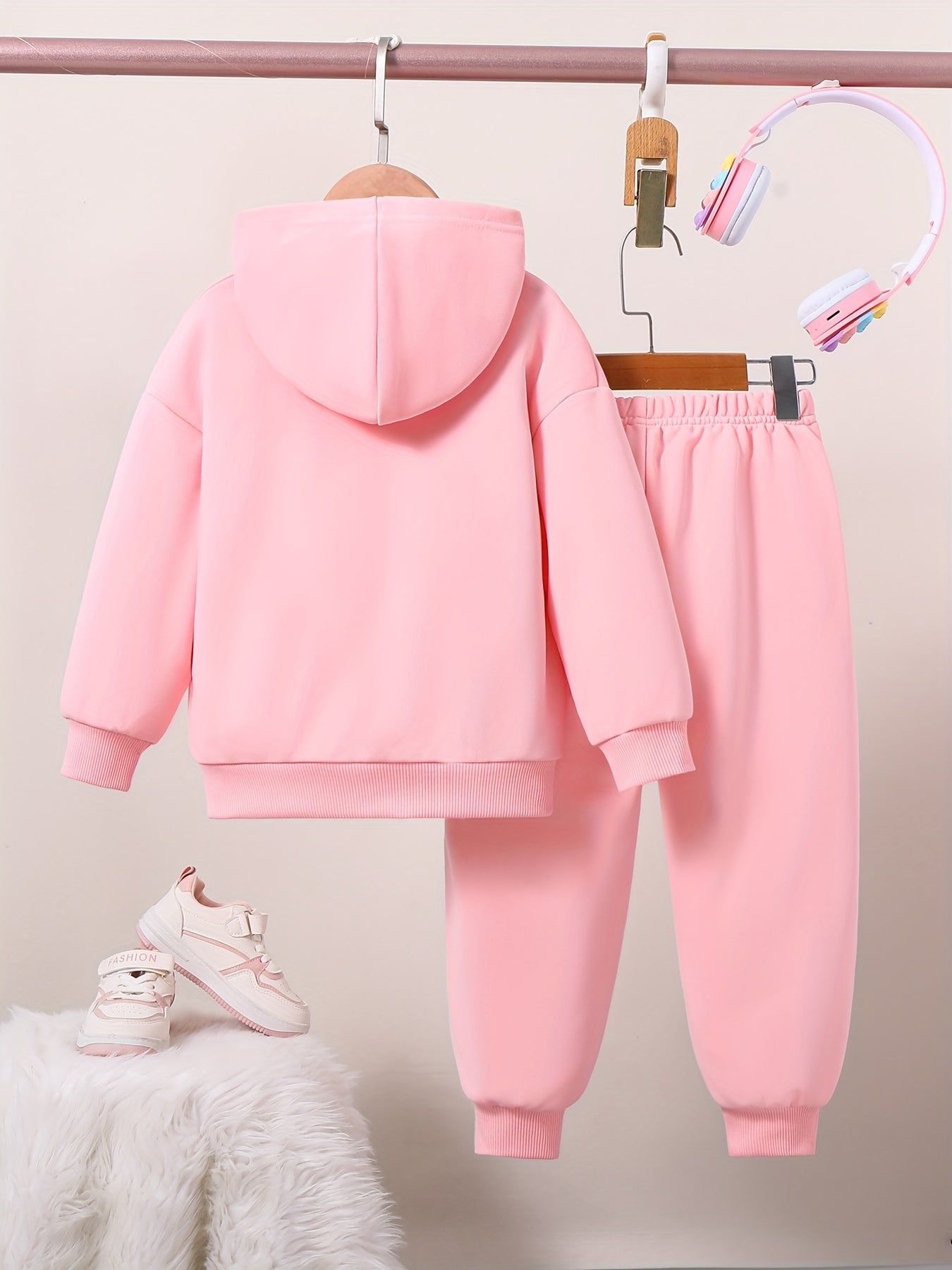 2pcs Cute BIRTHDAY PRINCESS Graphic Hoodie Trousers Set, Toddler Casual Outfit Clothes