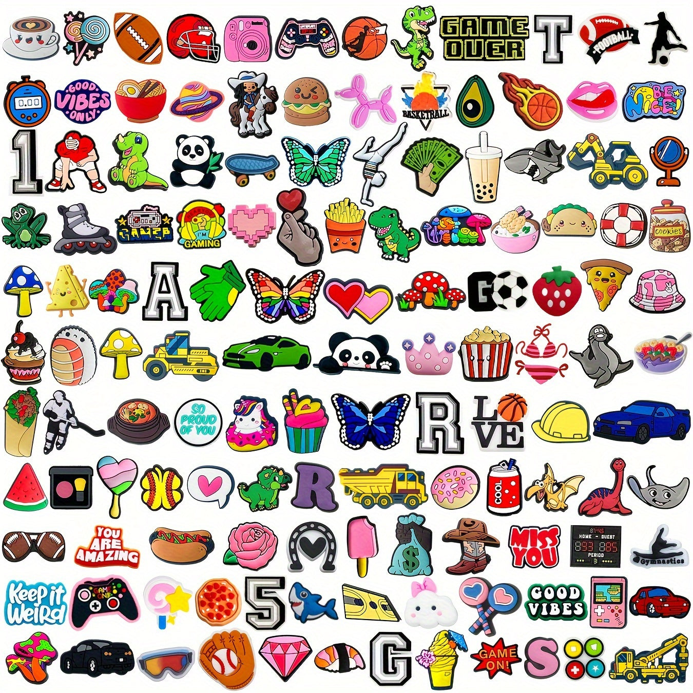 5/10/20/30/40/50/75/100/150/200/300/400 PCS Kawaii Cartoon Shoes Charms For Clogs Sandals Decoration, Shoes DIY Accessories For Women & Men