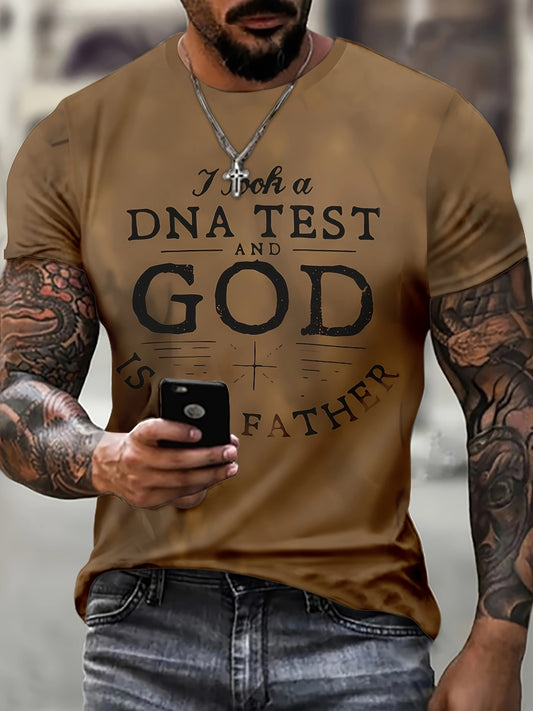 DNA TEST GOD Letter Print Men's Casual Short Sleeve Crew Neck T-shirt