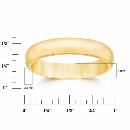 14K Solid Gold 4mm Unisex Wedding Band