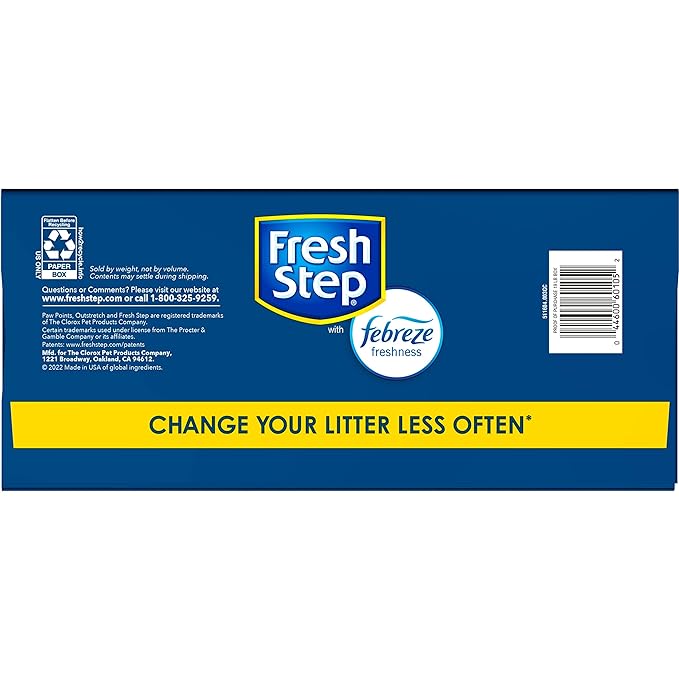 Fresh Step Outstretch, Long Lasting Clumping Litter with Febreze Freshness, Lasts 50% Longer*, Activated Charcoal, 19 Pounds, Pack May Vary