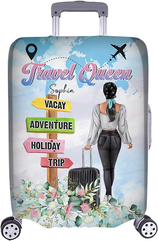 Jinniee Personalized Name Travel Queen Luggage Cover Protector Travel Bag Covers Suitcase Cover Travel Bag Covers Gift for Traveling Lovers 24