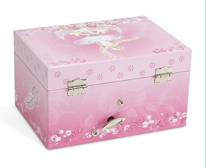 Jewelkeeper Girl's Musical Jewelry Storage Box with Spinning Ballerina, Pink Design, Swan Lake Tune