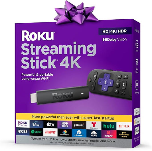 Roku Streaming Stick | Portable Device 4K/HDR/Dolby Vision. Voice Remote, Free & Live TV