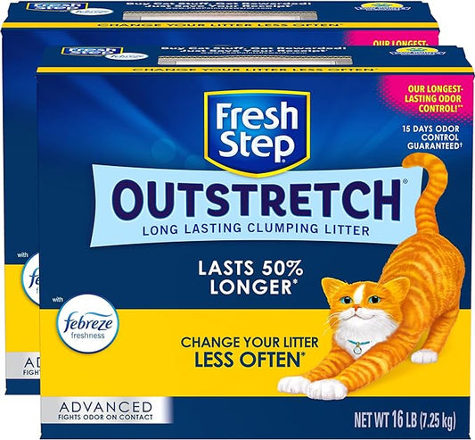 Fresh Step Advanced Clumping Cat Litter, Outstretch, Extra Large, 32 lbs total (2 Pack of 16lb Boxes)