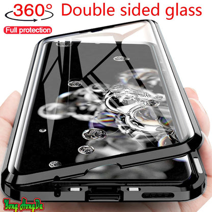 360° Double Sided Glass Magnetic Phone Case (Black, Silver, Gold)